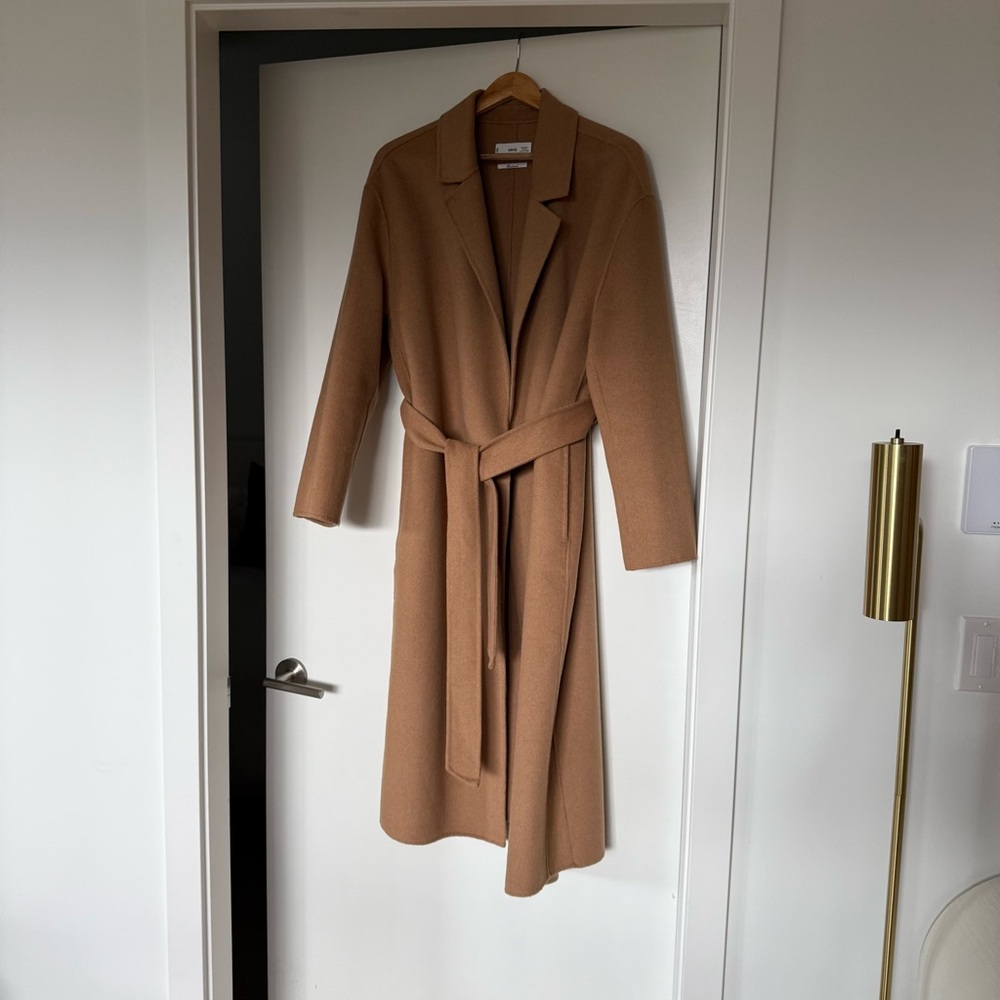 Belted handmade wool camel coat